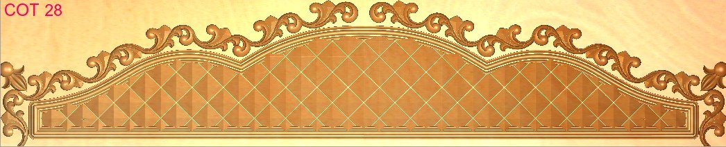 COT DESIGNS - COT-28 Elegant Diamond Pattern Headboard Bed Frame 3D Relief Model